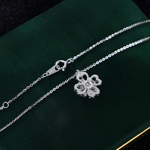 子佩集S925银【四叶雪】套链【XL040113】时尚四叶草可转动项链2401 商品图1