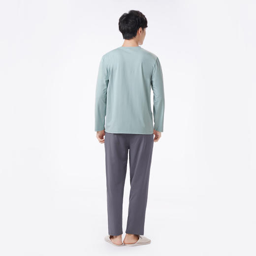 都市丽人都市锋尚睡衣舒适外出长袖单面无尘棉薄男士棉质长袖套装FHT2D6 商品图3
