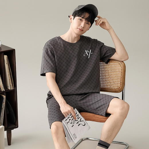 【简约，惬意的舒适】2024新款夏季短袖短裤纯棉睡衣男 运动宽松薄款 大码男士家居服套装-QQ 商品图7