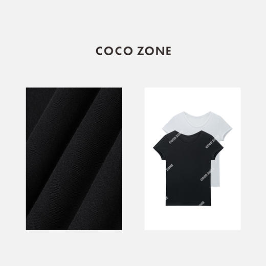 COCO ZONE 100棉正肩圆领短袖T恤修身显瘦上衣CC1B1435 商品图2