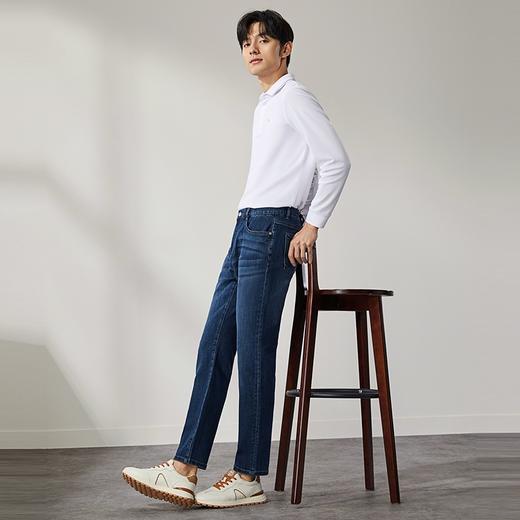 【含莱赛尔】柒牌牛仔裤男士2024秋季新款字母绣花直筒水洗长裤子	127H71970 商品图1