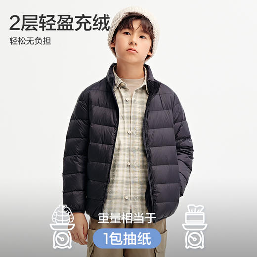 森马儿童羽绒服年新款轻薄温暖纯色百搭三防外套男童女童冬装 商品图2