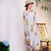 HM-S425中式苎麻印花改良旗袍日常服盘扣立领斜襟中袖文艺连衣裙春季新款 商品缩略图2