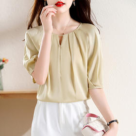 重磅真丝上衣，桑蚕丝宽松T桖夏小衫KQN-38285