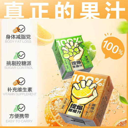 哪吒捏爆百分百100%纯果汁饮料 0脂 无添加饮品 补充维C饮料整箱 商品图5