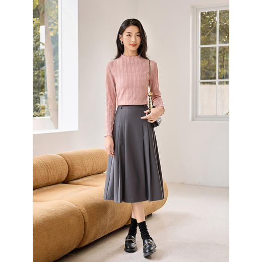 【专属特价】熙世界半高领蕾丝打底衫2025秋季新款内搭修身显瘦长袖T恤上衣 商品图2