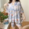 火爆夏日棉绸睡衣家居服套装，轻薄凉爽，韩版宽松绵绸女士睡衣，五分袖短裤家居服 商品缩略图3