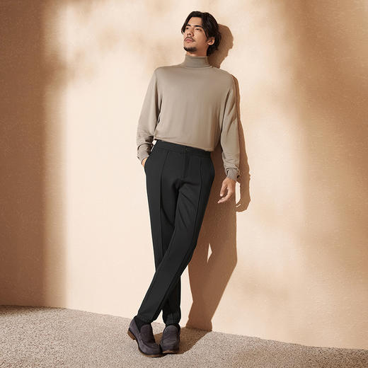 【中华立领】柒牌华夫格休闲裤男士2024秋季新款时尚百搭束脚长裤	127H71100 商品图3