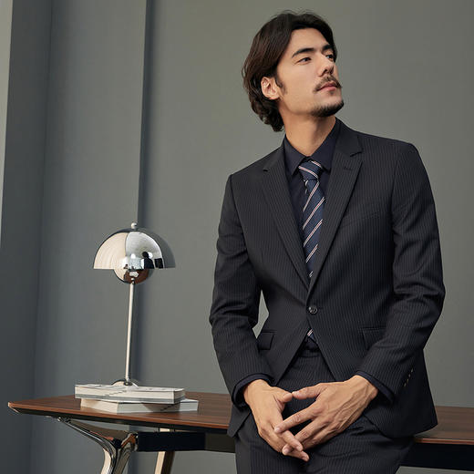 【婚礼季/含羊毛】柒牌西服套装男士职业正装2025秋季新款新郎西装两件套	127C71060 商品图1