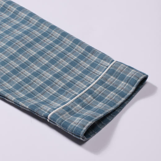 都市丽人都市锋尚睡衣亲情蜜语长袖梭织磨毛色织格薄男士梭织棉套装FHT0B7 商品图6