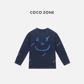 COCO ZONE 100棉设计感笑脸印花圆领长袖T恤CC2C1394