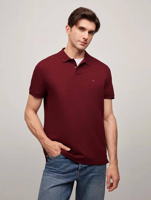 TOMMY 短袖POLO衫男  MW22109-VLP 深胭脂色. 商品图0