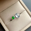 高冰种阳绿蛋面翡翠戒指18k白金钻石镶嵌 商品缩略图0