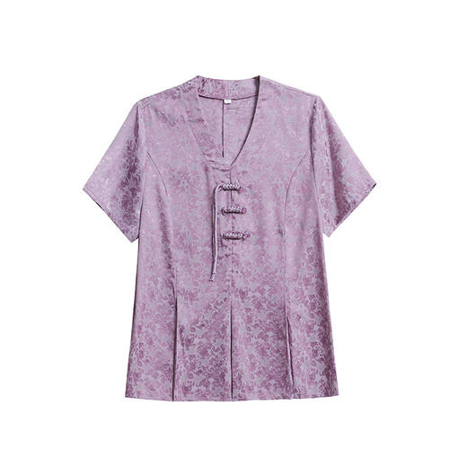 MC 2421夏装V领仿真丝小衫宽松洋气缎面上衣 商品图4