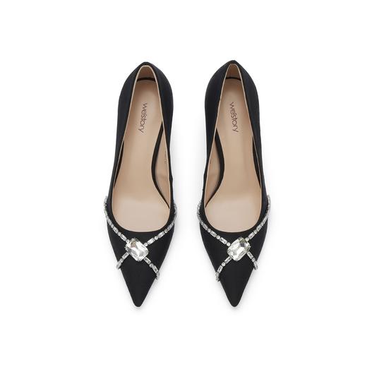 westory春秋新款时尚优雅单鞋水钻气质百搭细高跟单鞋女W24CE74621 商品图3