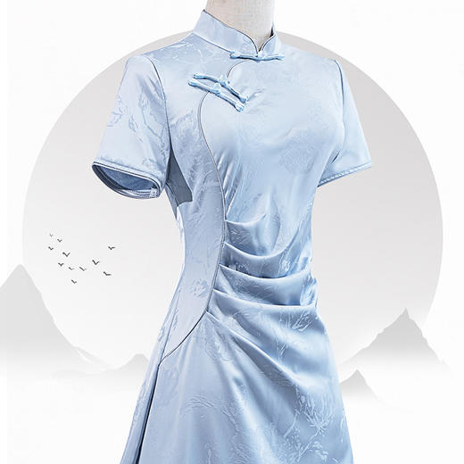 新中式鱼尾改良旗袍2024新款气质少女年轻款修身提花国风连衣裙KK1059 商品图1