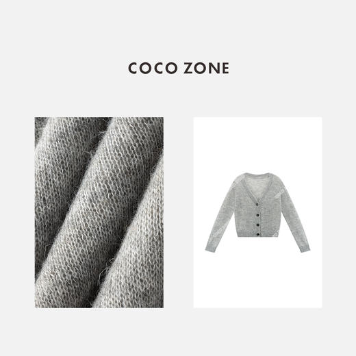 COCO ZONE 时尚V领单排扣针织开衫显瘦长袖上衣CC2C1246 商品图2