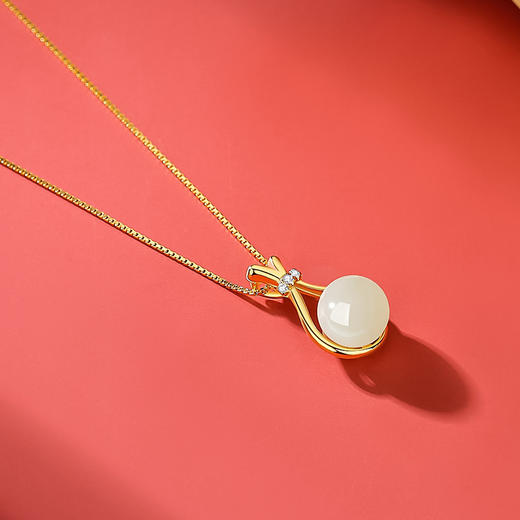 「福珠项链！小众设计款」蒂奇亚S925纯银天然和田玉福袋项链女优雅高级感小众锁骨链时尚饰品珠宝首饰 商品图1