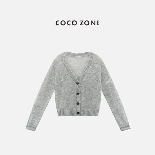 COCO ZONE 时尚V领单排扣针织开衫显瘦长袖上衣CC2C1246 商品图0