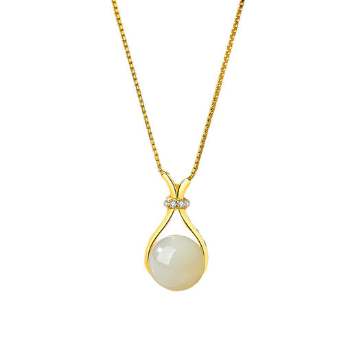 「福珠项链！小众设计款」蒂奇亚S925纯银天然和田玉福袋项链女优雅高级感小众锁骨链时尚饰品珠宝首饰 商品图4