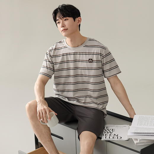 【简约，惬意的舒适】2024新款夏季短袖短裤纯棉睡衣男 运动宽松薄款 大码男士家居服套装-QQ 商品图5