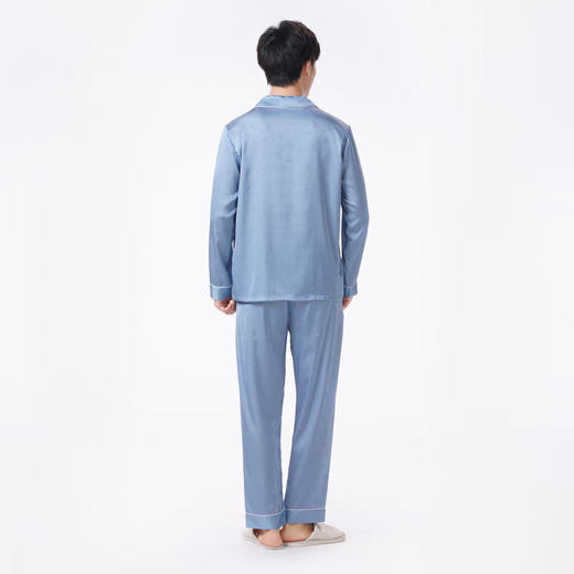 都市丽人都市锋尚睡衣好睡好眠长袖冰雪丝提花薄男士丝质套装FHT1D2 商品图3