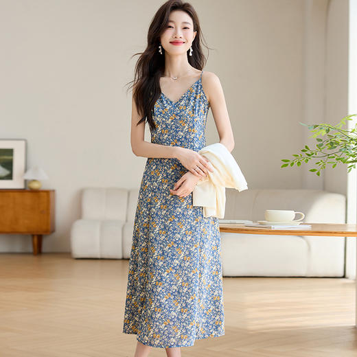 小性感度假好看绝美，碎花吊带连衣裙CC-J720 商品图3