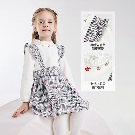【商场同款】英氏女童连衣裙甜美学院风假两件裙子长袖新款 商品图1