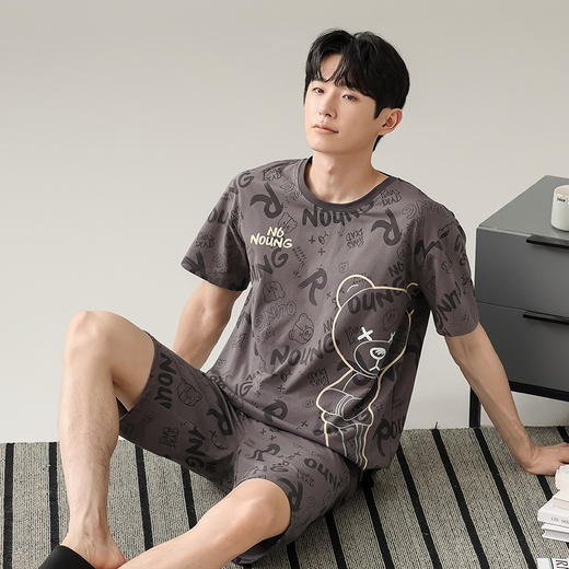 【简约，惬意的舒适】2024新款夏季短袖短裤纯棉睡衣男 运动宽松薄款 大码男士家居服套装-QQ 商品图11