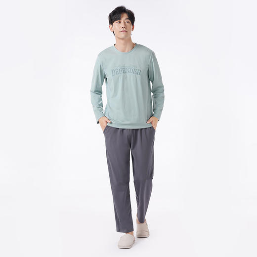 都市丽人都市锋尚睡衣舒适外出长袖单面无尘棉薄男士棉质长袖套装FHT2D6 商品图1