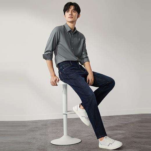 【含莱赛尔】柒牌牛仔裤男士2024秋季新款字母绣花直筒水洗长裤子	127H71970 商品图3