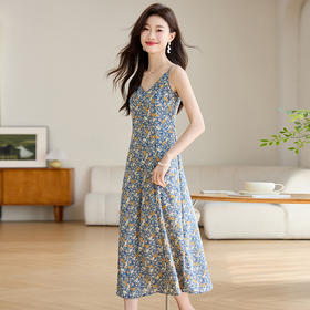 小性感度假好看绝美，碎花吊带连衣裙CC-J720