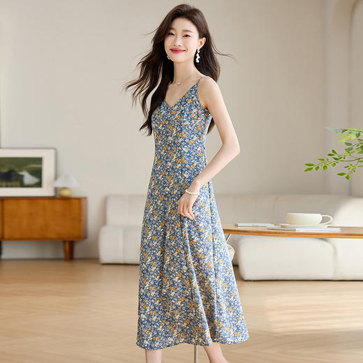小性感度假好看绝美，碎花吊带连衣裙CC-J720 商品图0