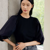 玳莎设计感圆领针织衫女2024年早秋新款时尚小众拼接七分泡泡袖上衣  EC31201 商品缩略图0