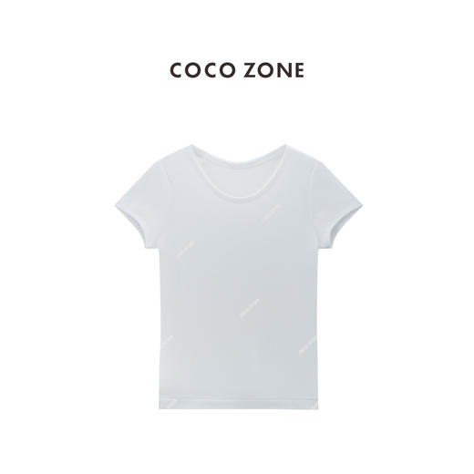 COCO ZONE 100棉正肩圆领短袖T恤修身显瘦上衣CC1B1435 商品图0