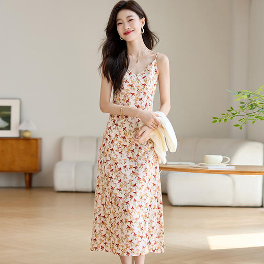小性感度假好看绝美，碎花吊带连衣裙CC-J720 商品图1