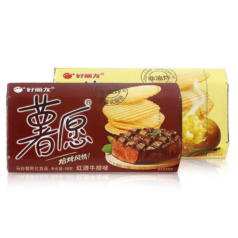 好丽友薯愿红酒牛排薯片48g*20袋