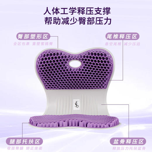 【释压黑科技】思菲其凝胶护腰蜂窝坐垫 柔护脊椎 缓解腰部酸痛 透气舒爽 久坐不累 商品图2