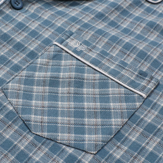 都市丽人都市锋尚睡衣亲情蜜语长袖梭织磨毛色织格薄男士梭织棉套装FHT0B7 商品图10