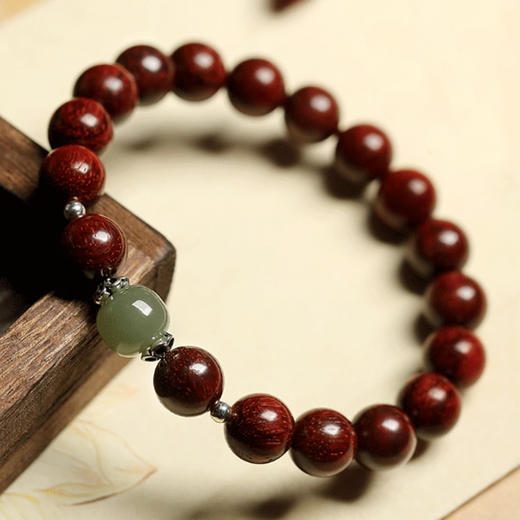 【经典】和田玉转运珠小叶紫檀手串 商品图3