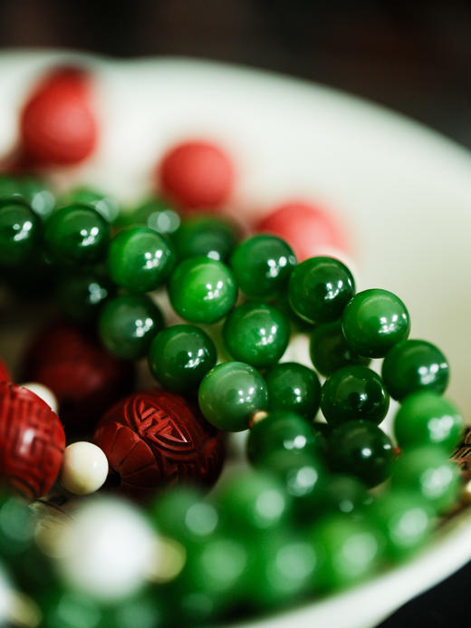 老坑碧玉108颗  颗颗带猫眼 珠型0.8cm【器悟雅玩】 商品图0