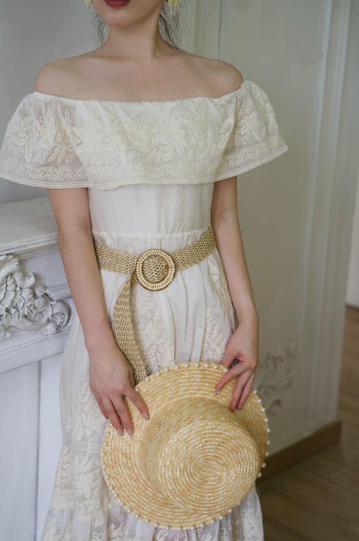 【门店同款】夏季重工刺绣一字肩连衣裙158400856 商品图0