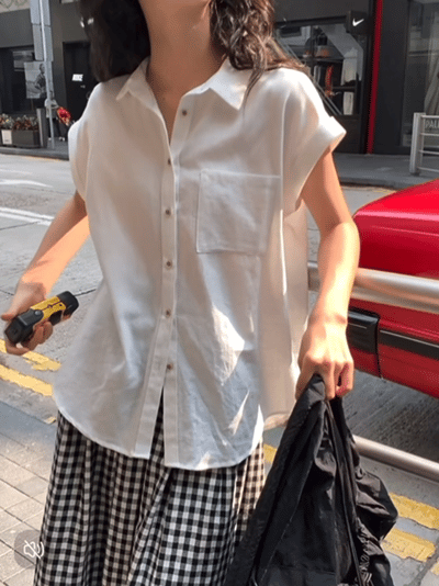 穿上就是直角肩，高级显瘦【 千吉娜Chigina.夏季新款短袖Polo领小衬衫 】好穿不闷热！