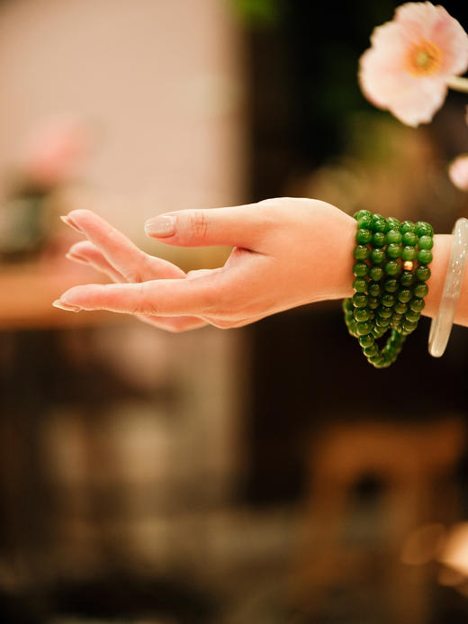 老坑碧玉108颗  颗颗带猫眼 珠型0.8cm【器悟雅玩】 商品图4