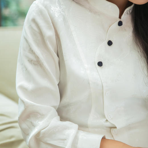 【林栖设计小店】【少量现货】（林栖推荐）新中式衬衣立领优雅传统2024春夏新品长袖上衣女1943246 商品图6