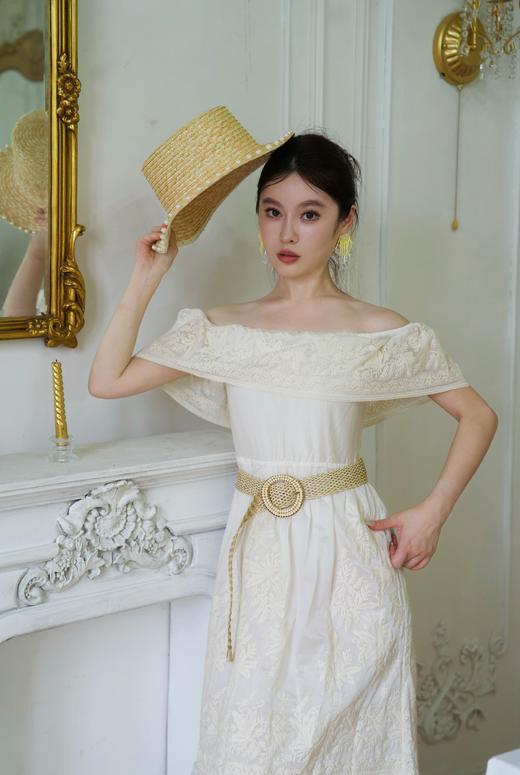 【门店同款】夏季重工刺绣一字肩连衣裙158400856 商品图1