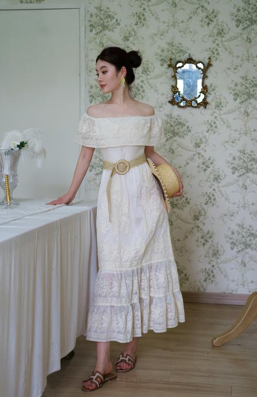 【门店同款】夏季重工刺绣一字肩连衣裙158400856 商品图3