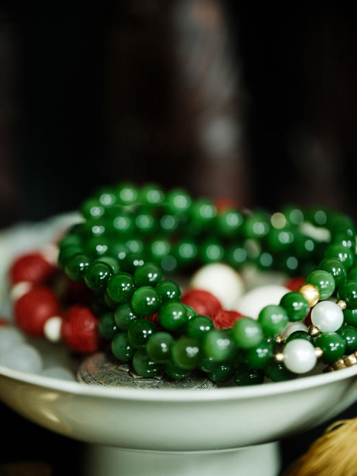 老坑碧玉108颗  颗颗带猫眼 珠型0.8cm【器悟雅玩】 商品图1