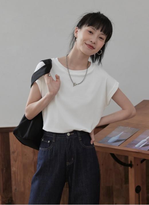 🔥限时秒杀49.9💰买一送一‼【茧墨】圆领简约小飞袖设计瘦瘦T恤短袖 商品图0