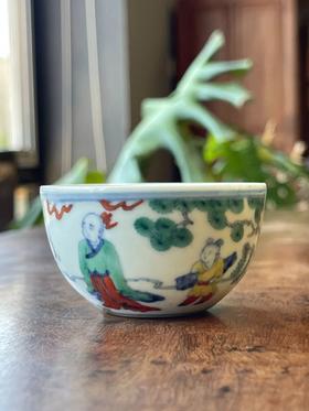 斗彩王羲之爱鹅图酒杯，顺丰包邮